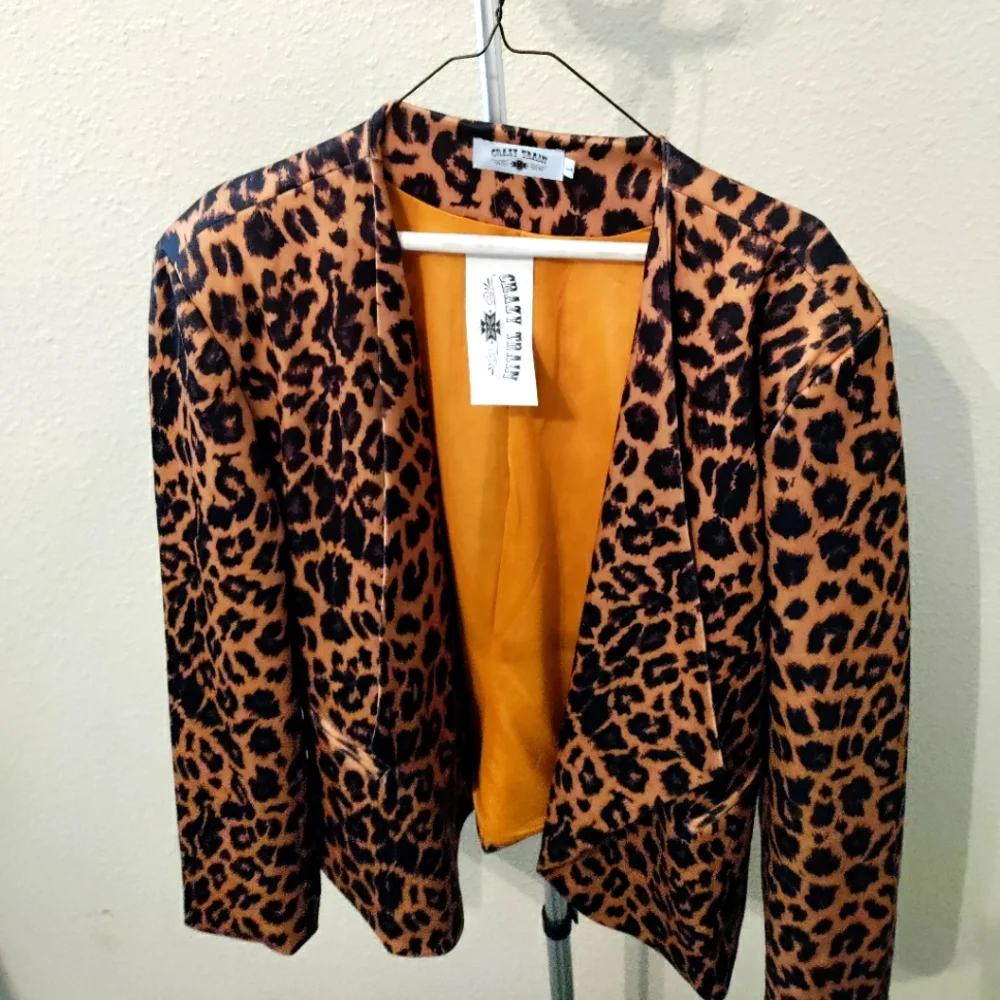 Crazy train leopard print Women's blazer - Picture 1 of 3